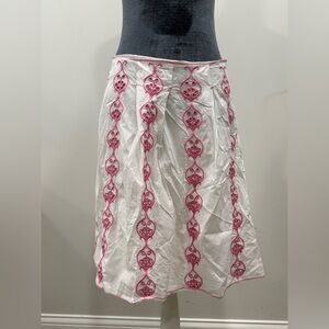Elegant White Skirt with Pink Embroidery